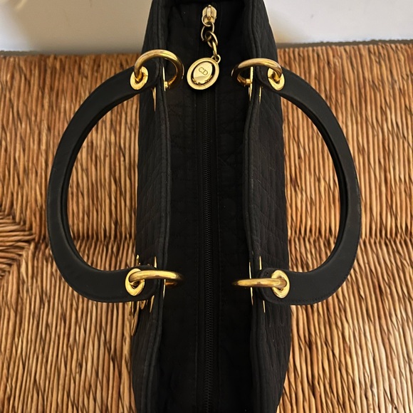 Authentic Lady Dior Black Cannage fabric bag with Gold Hardware - Picture 5 of 10